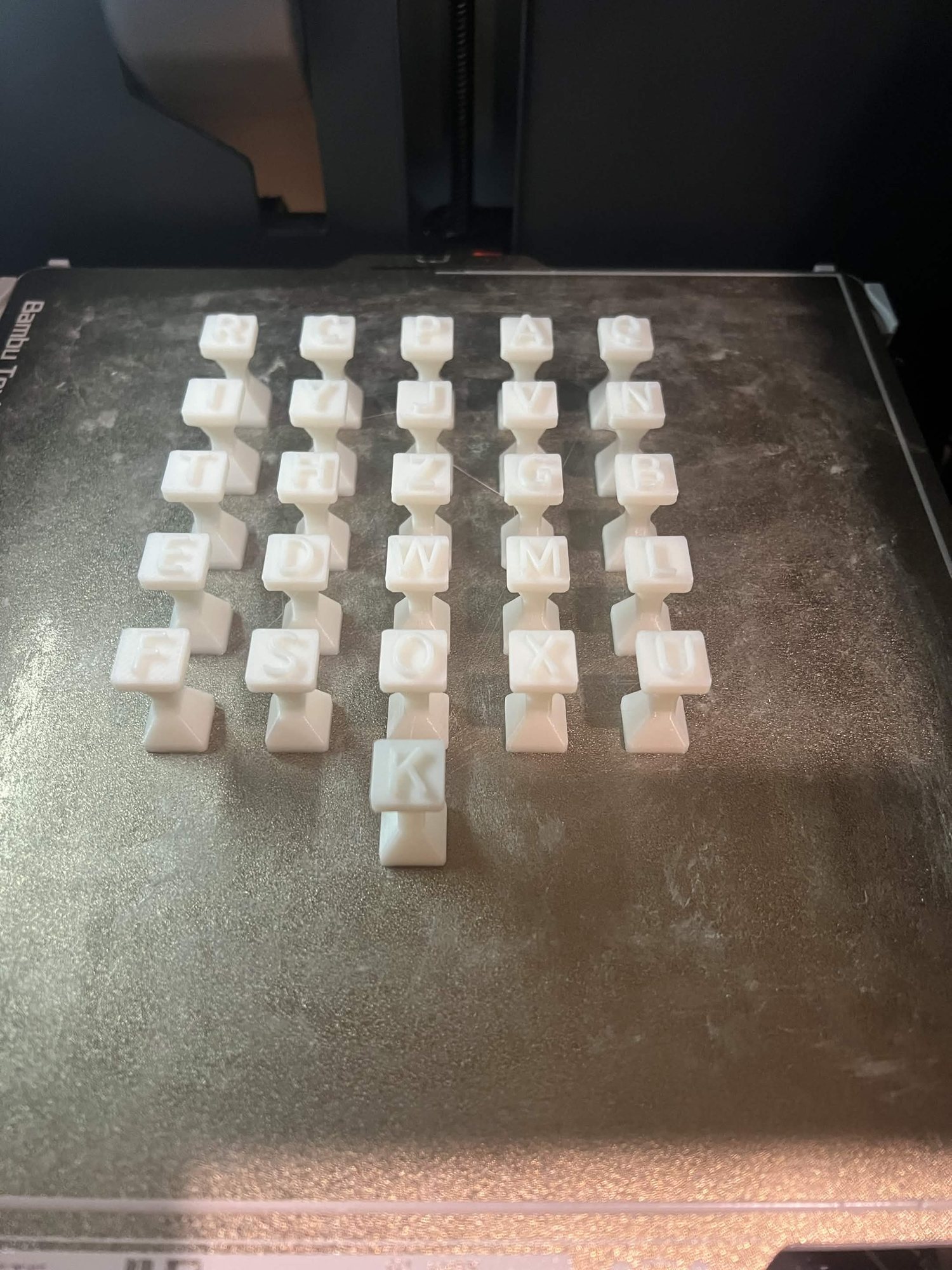 3D-printed A to Z and 0 to 9 ceramic stamps