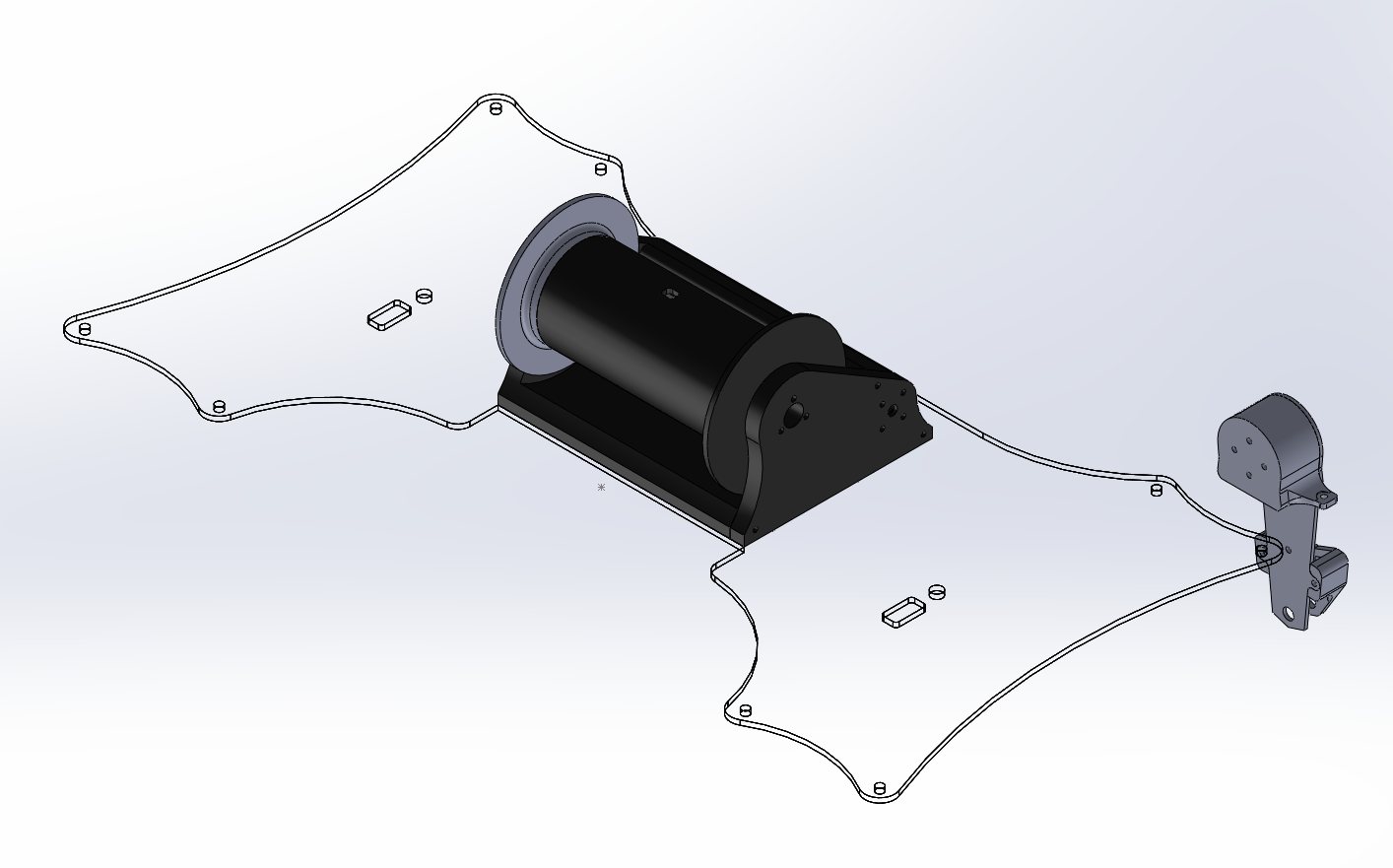 CAD model of the v1 catamaran bridge and winch