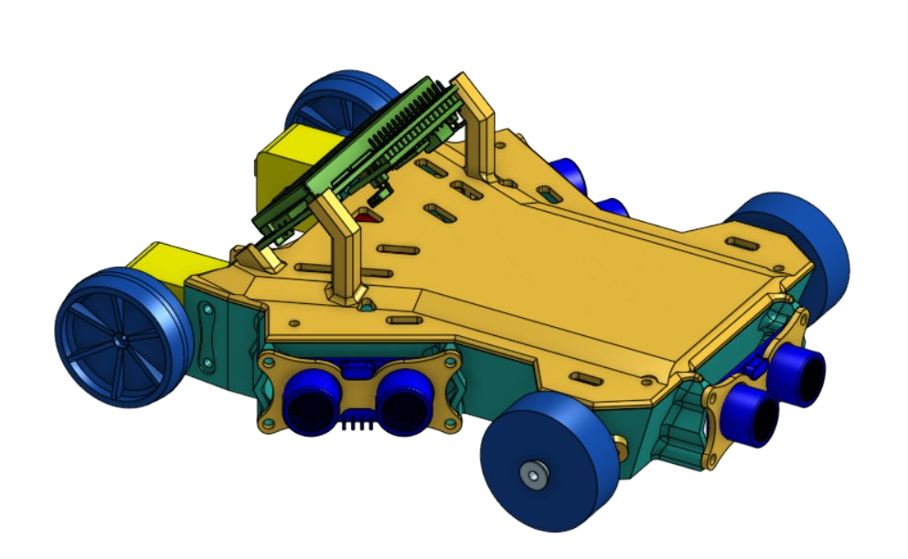 Onshape CAD model of the maze robot with its top plate on