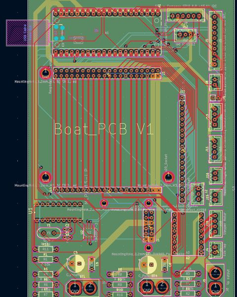 KiCad layout of the first custom PCB